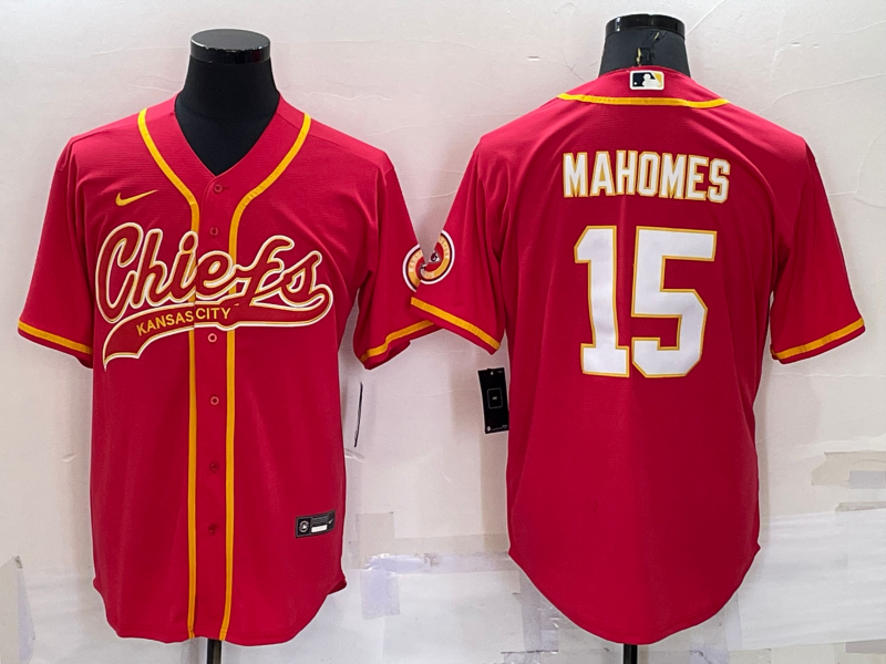 Men's Kansas City Chiefs #15 Patrick Mahomes Red Cool Base Stitched Baseball Jersey